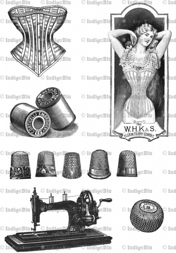 Sewing, Corset, Thimbles - Digi